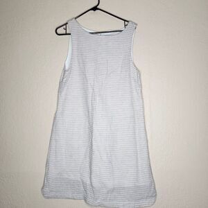 beachlunchlounge Shift Dress Women Medium Biege Striped Linen Boat Neck Pullover